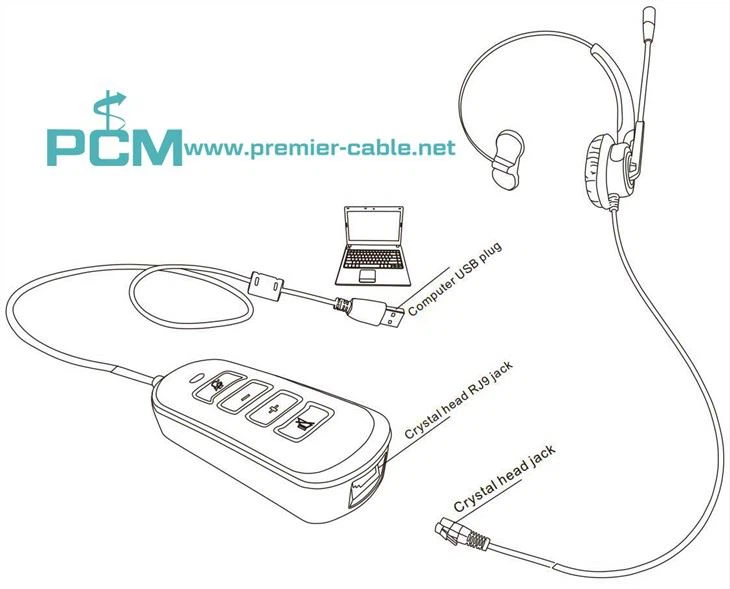 RJ9 to USB Headset Adapter