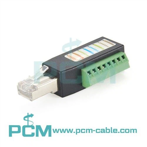 RJ45 isane kuni 8-positsiooniline külgmine klemmiploki adapter