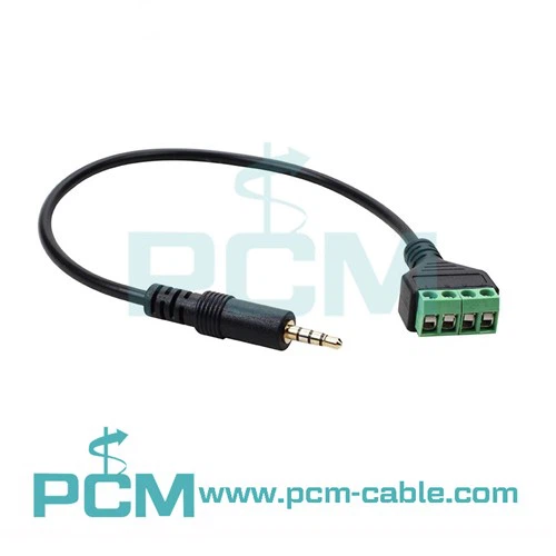 3.5mm 1/8 stereo kuni AV 3-kruvi klemmiploki kaabel