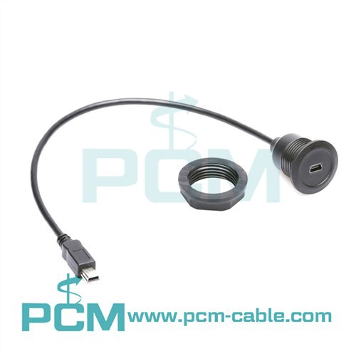 Mini USB ümmargune paneelikinnitusega pikenduskaabel