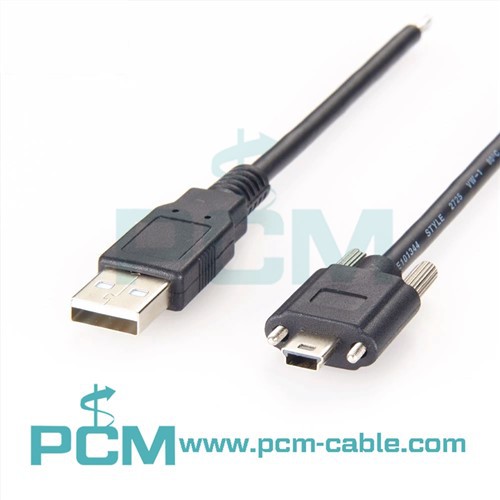 USB 2.{1}} A-tüüpi mini-B kaabel lukustuskruviga