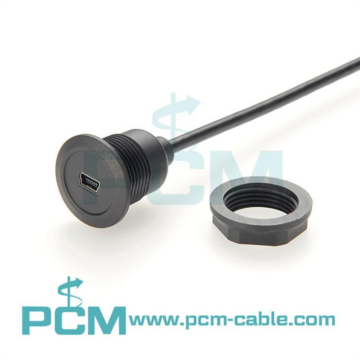 cabinet mount encloure mount mini usb panel mount extension cable