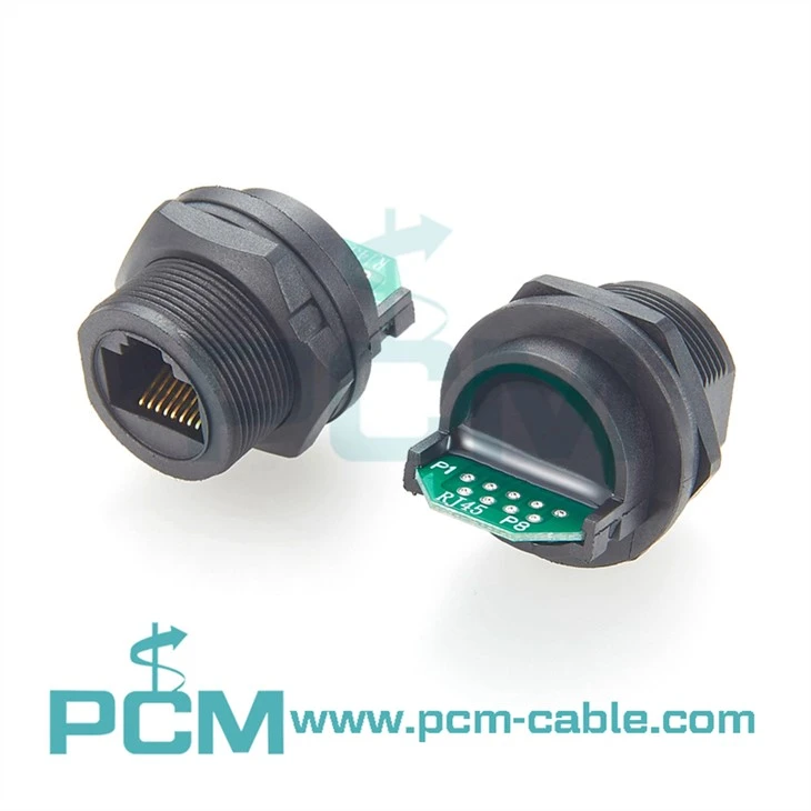 IP67 RJ45 šassii pistik PCB -plaadiga