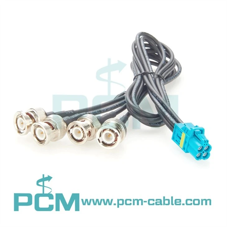 Fakra Cable Assembly BNC Male Plug to Mini Fakra 4 in 1 Vehicle LVDS Cable Adapter car wire harness manufacturers