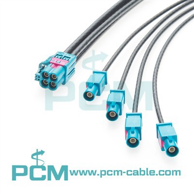 Fakra-mini kaablikoost Mini FAKRA Z Jack Quad kuni 4 Mini FAKRA Z pistik