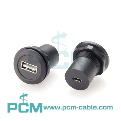 USB A ja Micro USB B pesa ümmargune paneelikinnitusadapter