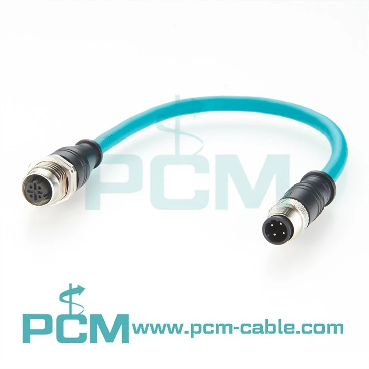 Panel Mount M12 D-Code 4-Pin Female to Male Cable Industrial Ethernet