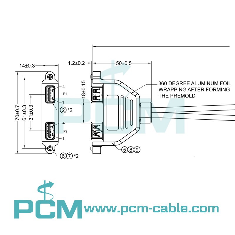 Cutout size dimensions of 2-Port USB 20 Low Profile Motherboard Cable Cutout size dimensions of 2-Port USB 20 Low Profile Motherboard Cable