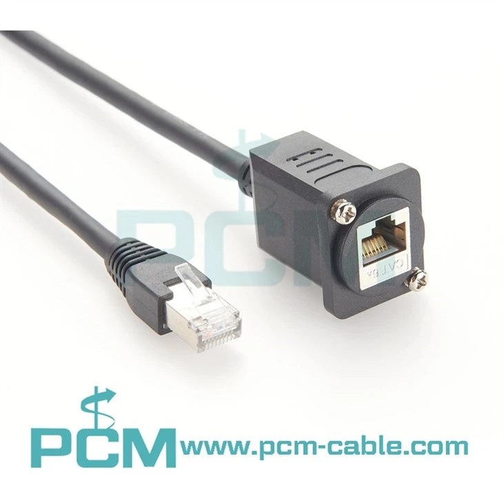 Shielded Cat6A Panel Mount Extension Cable Cat8 ethernet cable