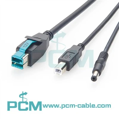 12 V toitega USB-USB--B- ja alalisvoolukaabel müügikohtade süsteemidele