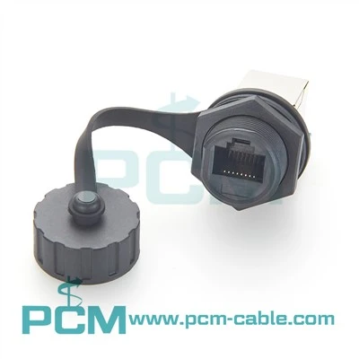 IP67 veekindel paneelikinnitus Cat5e Etherneti liitmik, emane ja naissoost